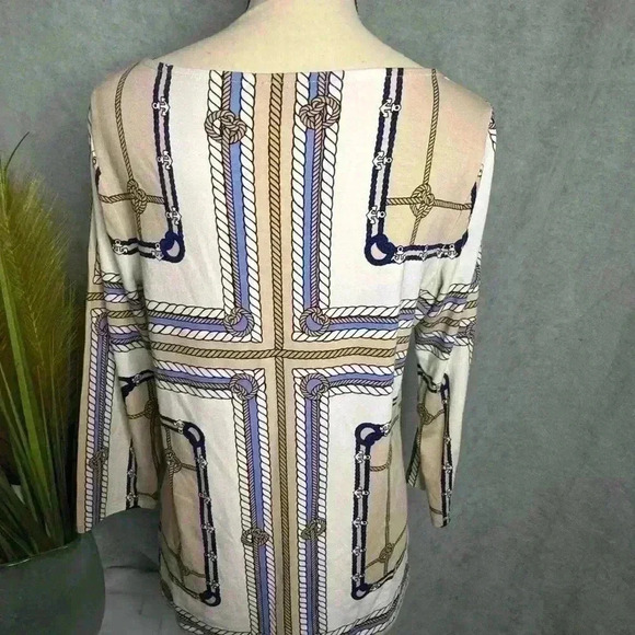Talbots Size M Boat Neck Nautical Print Long Sleeve Tunic - Picture 5 of 8